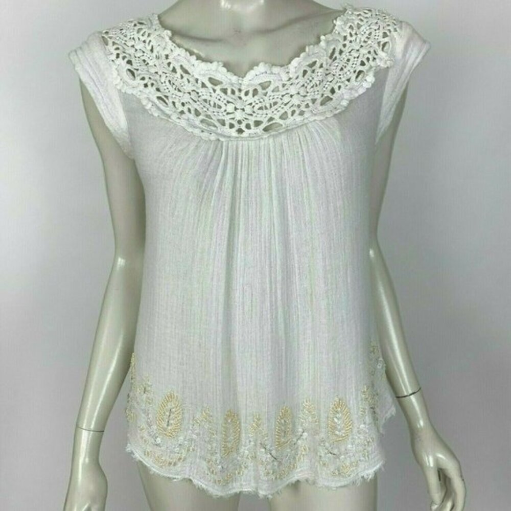 Anthropologie Floreat Tartane Gauze Embellished